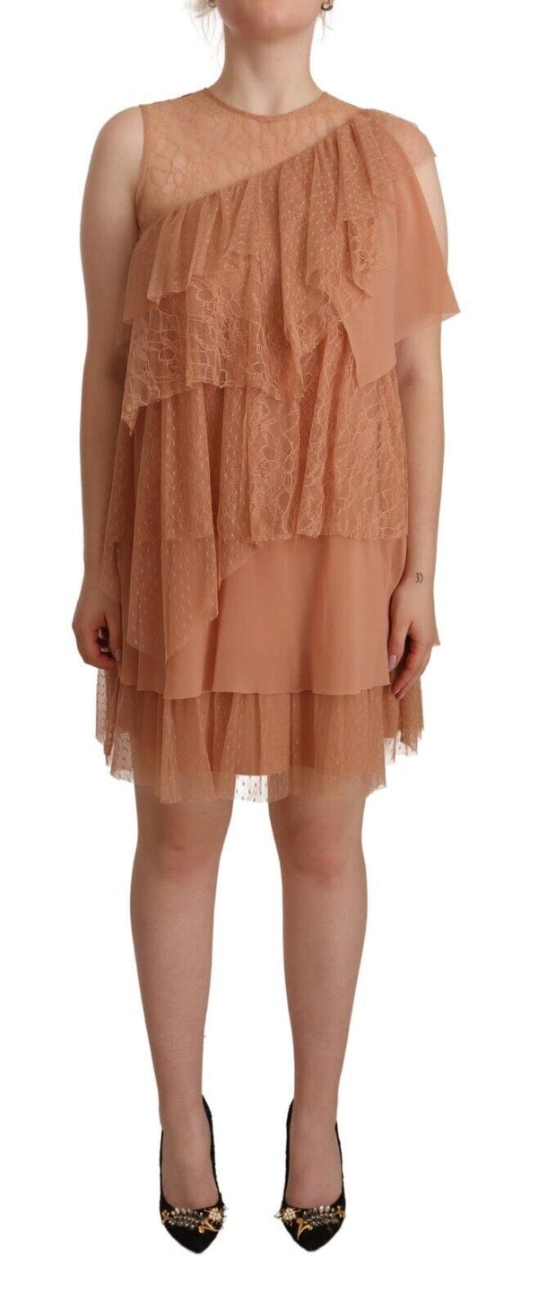 Liu Jo vaaleanpunainen pitsihihaton Mini Shift -kerroksinen mekko