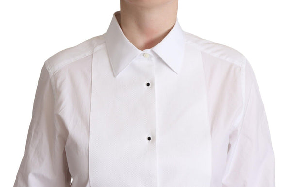 Dolce &amp; Gabbana valkoinen puuvillamekko kaulus pitkähihainen paita toppi