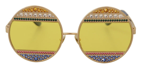 Dolce &amp; Gabbana Gold Oval Metal Crystals Shades aurinkolasit